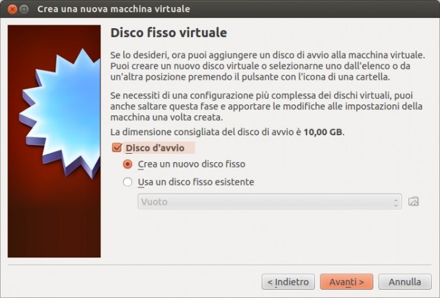 VirtualBox - Creazione disco