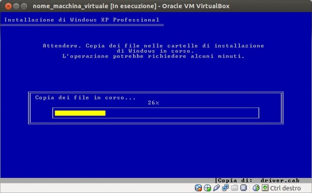 VirtualBox - Installazione Windows XP