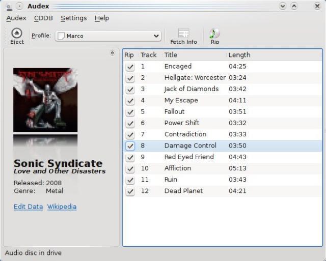 Audex: convertire CD in MP3 con KDE 4