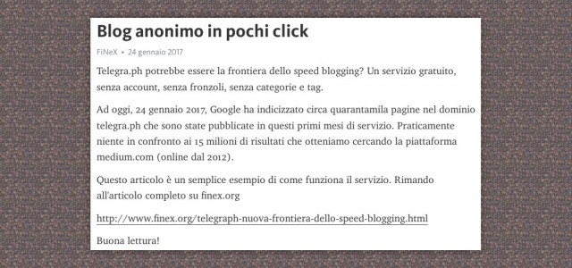 Telegra.ph, la nuova frontiera dello speed blogging?