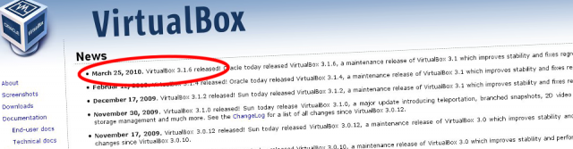 Nuova versione di VirtualBox